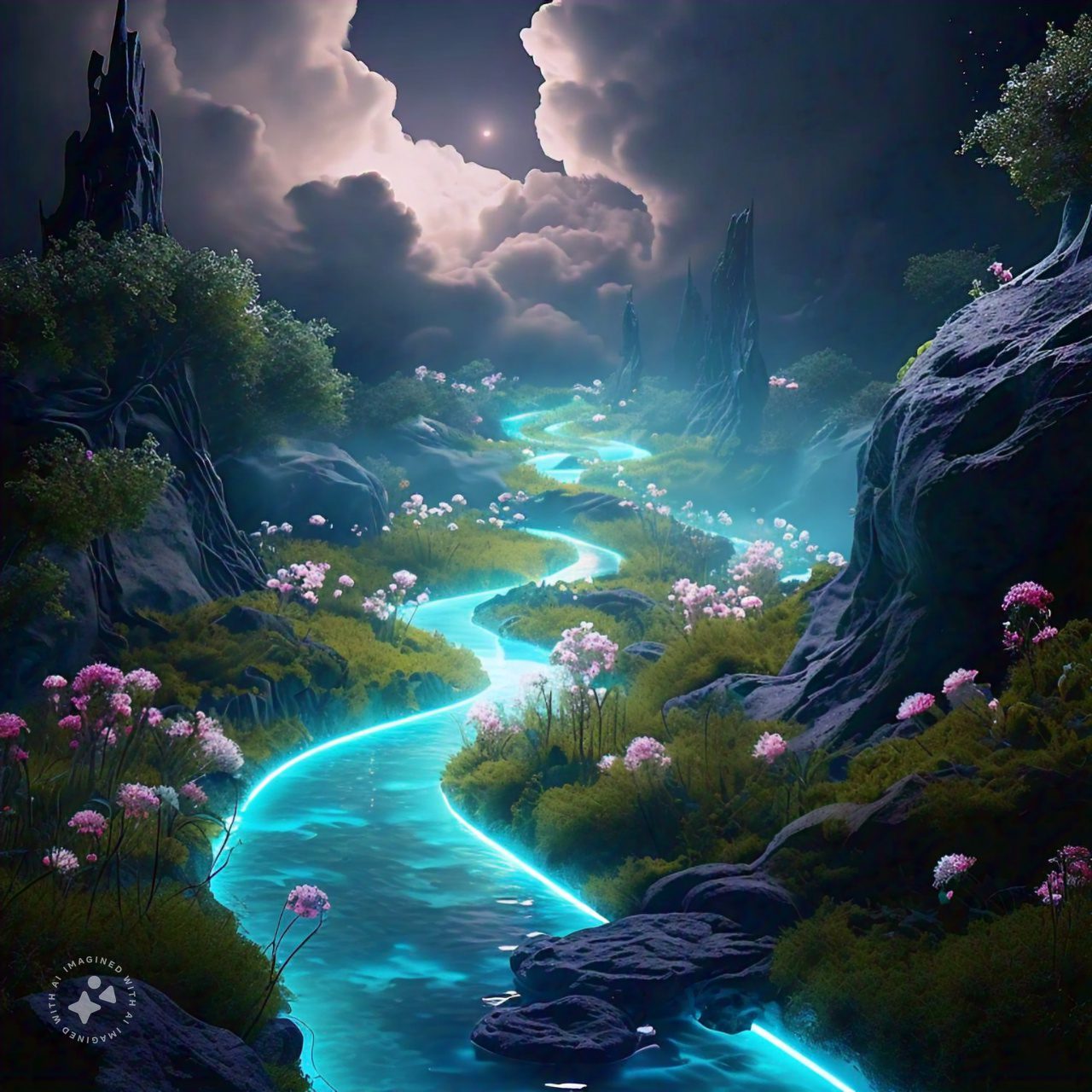 aqua_blue_spiritual_pathway_illuminated_large_smokey_clouds
